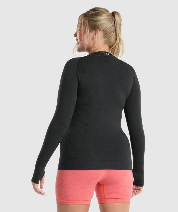 Damske Mikiny Gymshark Vital Seamless 2.0 Long Sleeve Top Čierne | TZ5916804